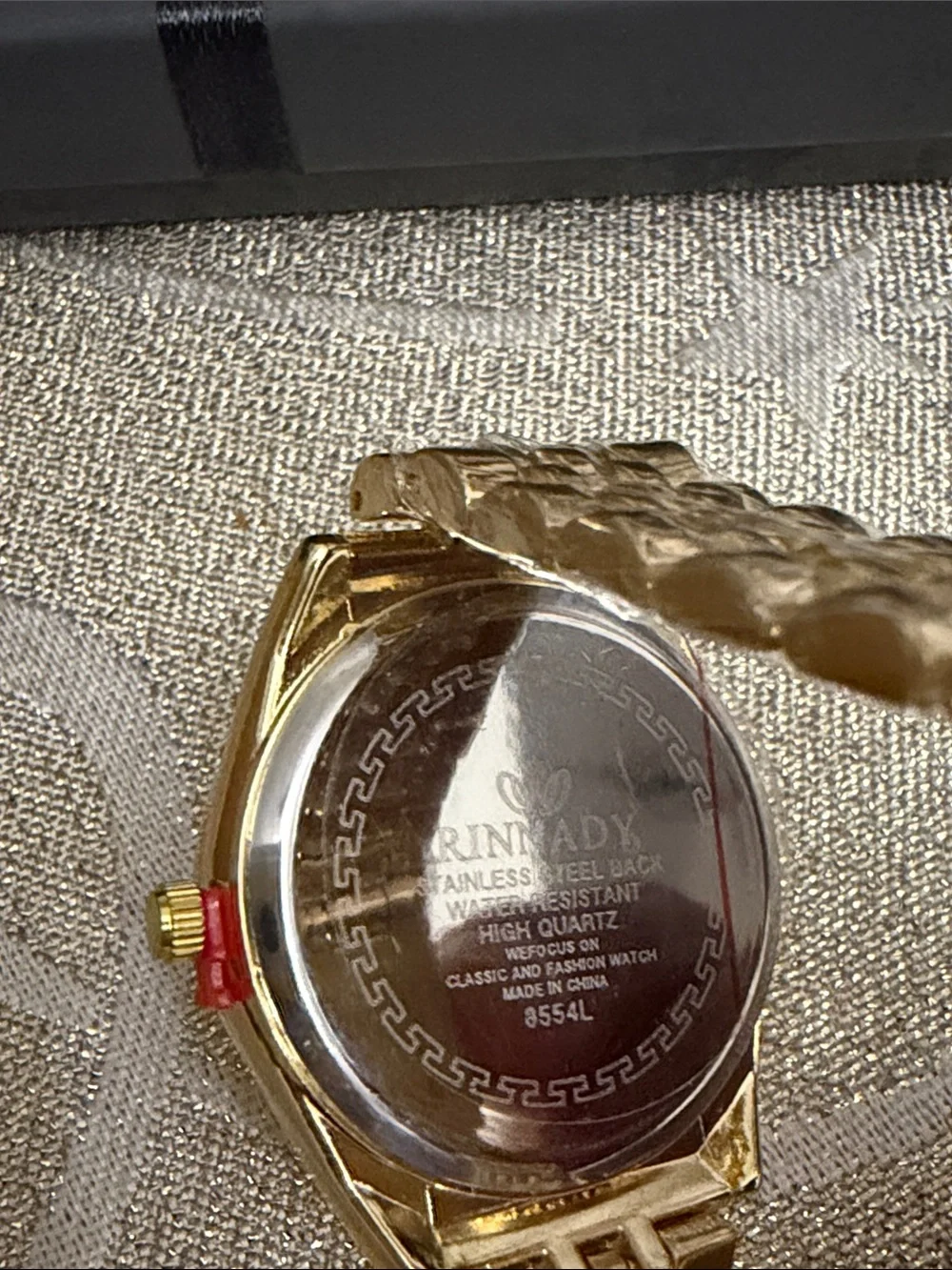 Rhinastar Gold-Tone Crystal Bezel Quartz Watch